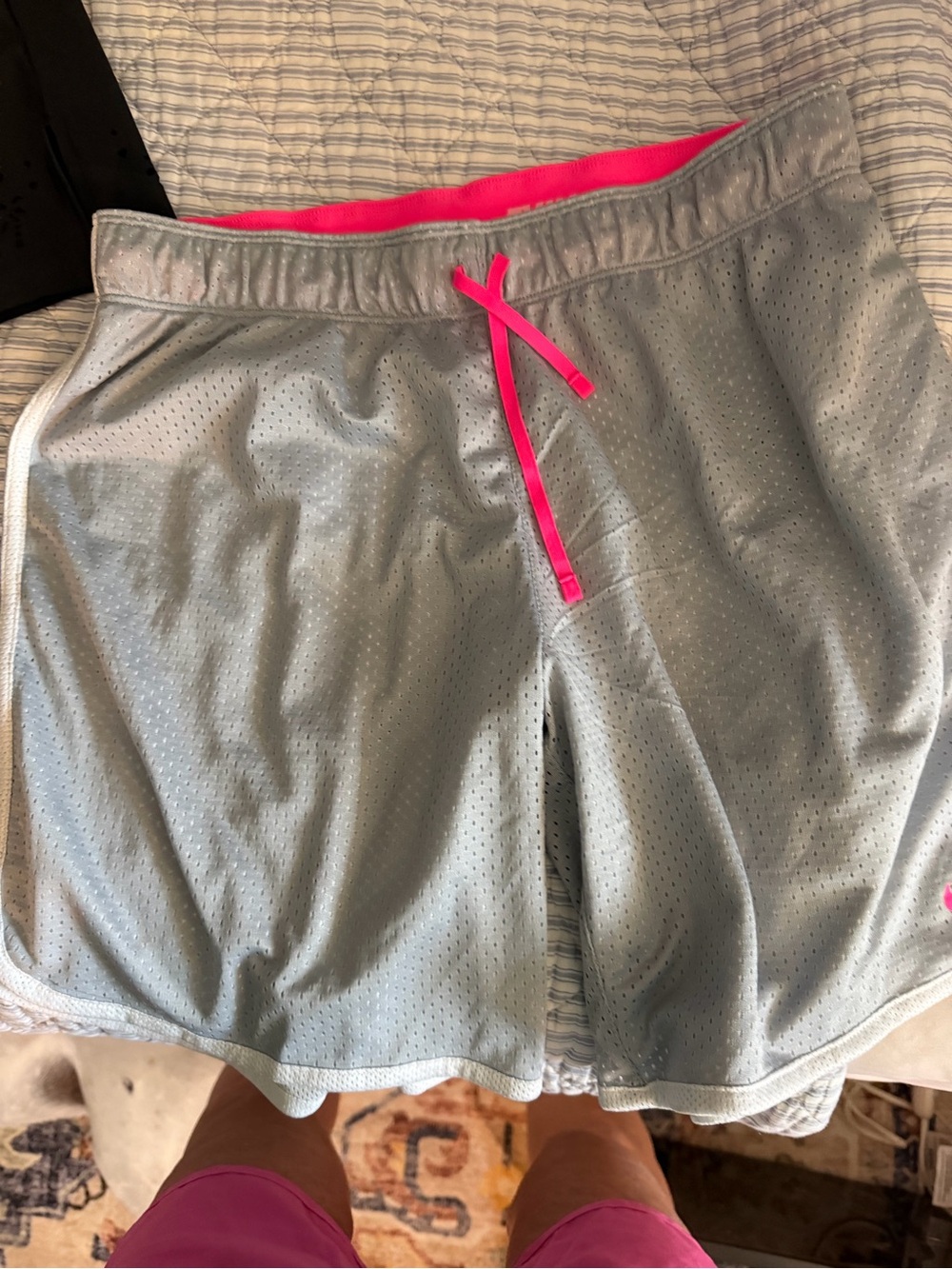 Girls NWT Mesh Shorts in Gray with Pink Accent only $10